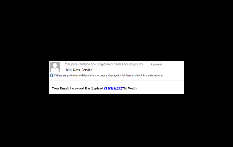 OIT Alert screenshot of email with Phishing attempt